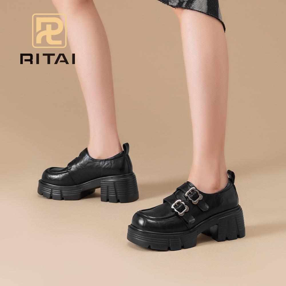 Женские мокасины с круглым носком, увеличивающие рост, толстые туфли на толстой подошве, модная винтажная повседневная обувь