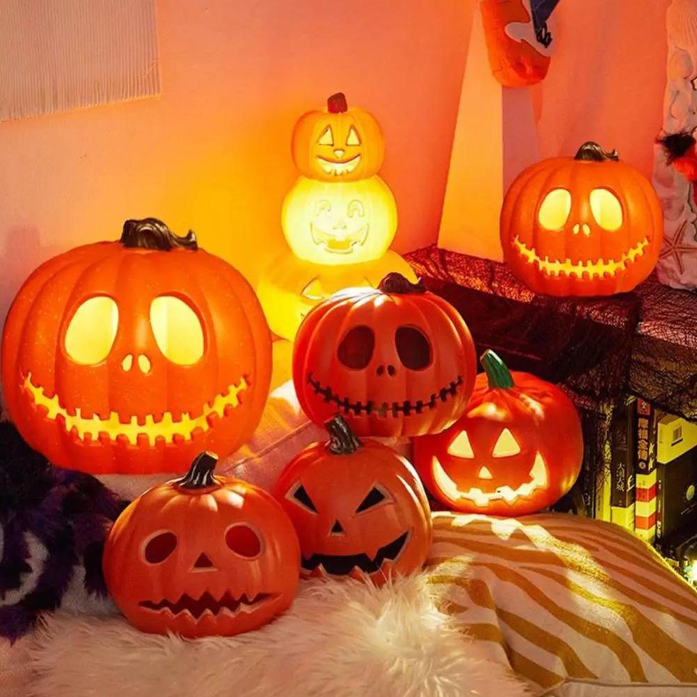 Halloween LED Pumpkin Lights Battery Operated Cute Indoor Pumpkins Light Up Jack O Lanterns For Balcony Desktop Courtyard