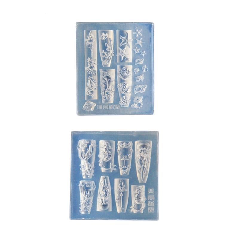 Sea Lifes Nail Stamping Set Silicone Molds Nail Art Designing Mold Suitable for Creative Manicure with Whales and Shells
