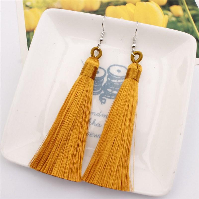 Серьги-кисточки, 1 пара, длинные, с узором, в стиле бохо, полихромные, подарочные серьги