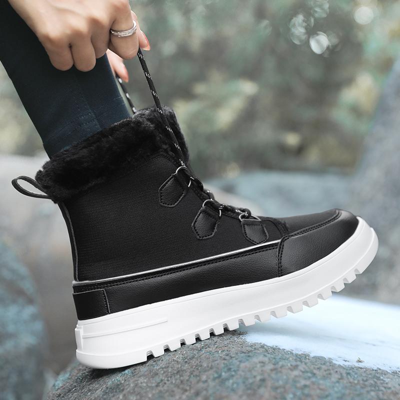 Зимние женские зимние ботинки, теплая обувь до середины икры для холодной погоды, уличная плюшевая обувь, нескользящая утепленная обувь