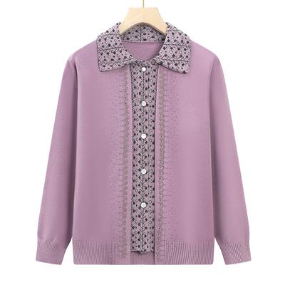 Мамин осенний новый свитер с длинными рукавами, бабушкин повседневный кардиган с лацканами, осенняя одежда для среднего и пожилого возраста, модная куртка-свитер