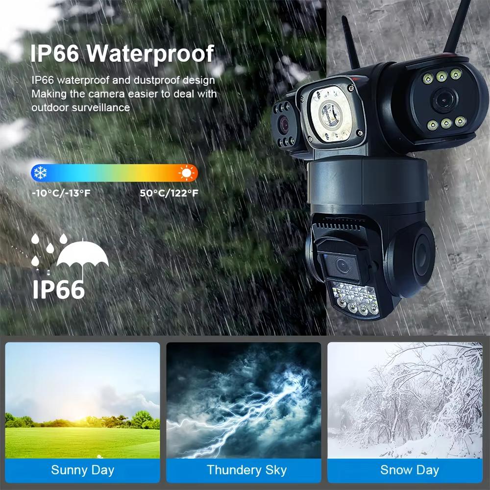 V380pro 15MP 3 Lens 4G/Wifi Camera AI Human Detection Night Vision Waterproof Security Video Surveillance IP Camara 8K CCTV Monitor