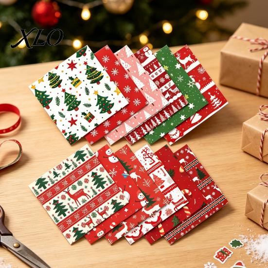 Journaling Craft Paper 12 Sheet Christmas Scrapbook Paper, Winter Holiday 5.9 x Inch Tree Snowflake Handmade Greeting Card Supplies Snowman Decorative