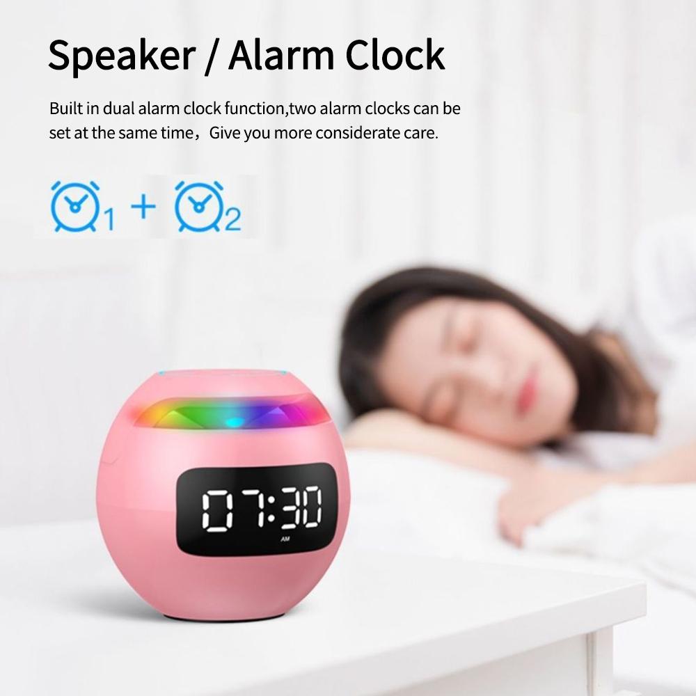 New Clock Colorful Night Lights Bluetooth Speaker Mini Portable Home Bluetooth Speaker With LED Display TF Card MP3 USB Charging