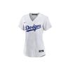 Los Angeles Dodgers Letter Print V-Neck Short Sleeve T-Shirt Women Tops White T773LDWHLD7-B35