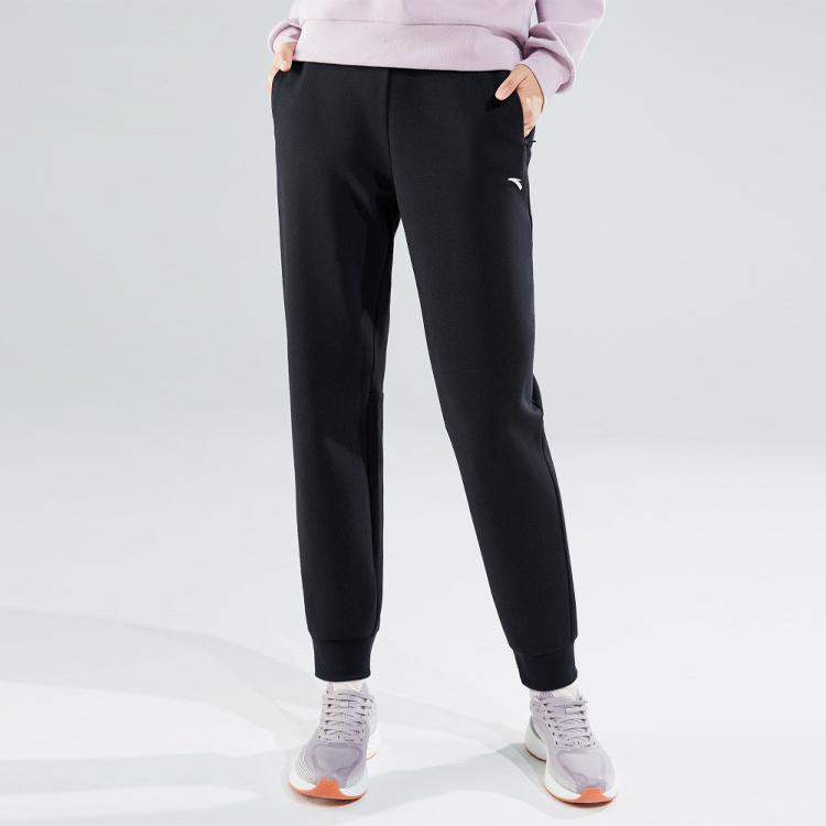 Anta Однотонные прямые брюки-джоггеры женские, черные 162317320-1