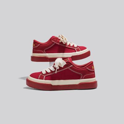 Женские уличные винтажные красные парусиновые кроссовки с низким верхом для бега с вышитыми буквами обувь для скейтборда студенческая обувь на плоской подошве