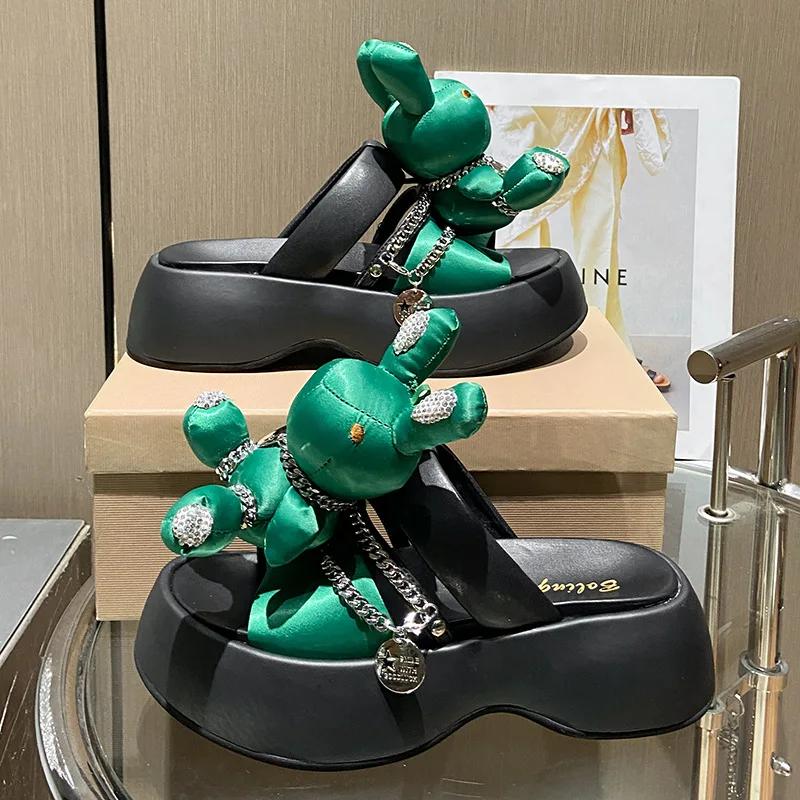 Summer Women's Slippers Outdoor Non-slip Thick Soled Slippers Fashion New Products Cute Cartoon Rabbit Simple Women's Shoes