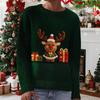 Женский модный пуловер с рождественским принтом, с длинным рукавом и вырезом под горло, вязаный свитер-топ