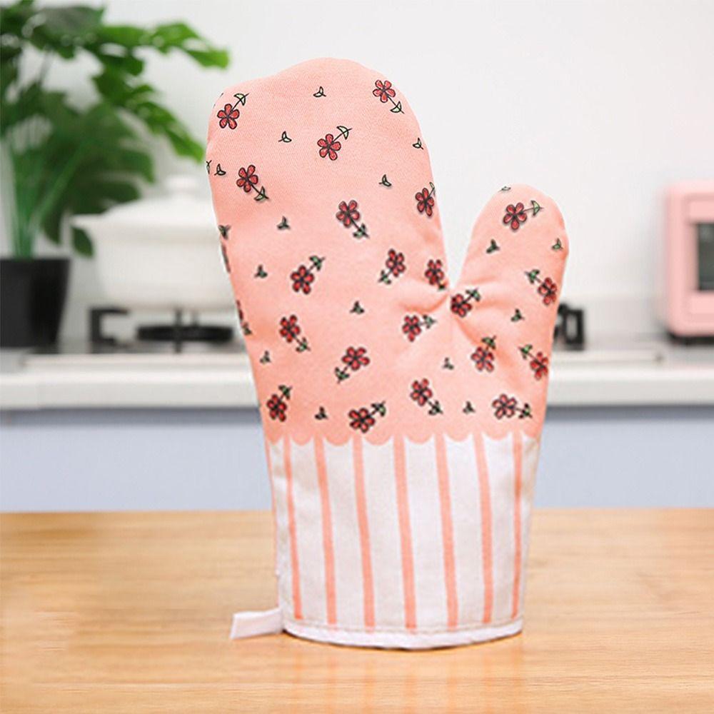 Kitchen Anti-Scalding Heat Resistant Cotton Oven Mitts Non-Slip Insulation Gloves