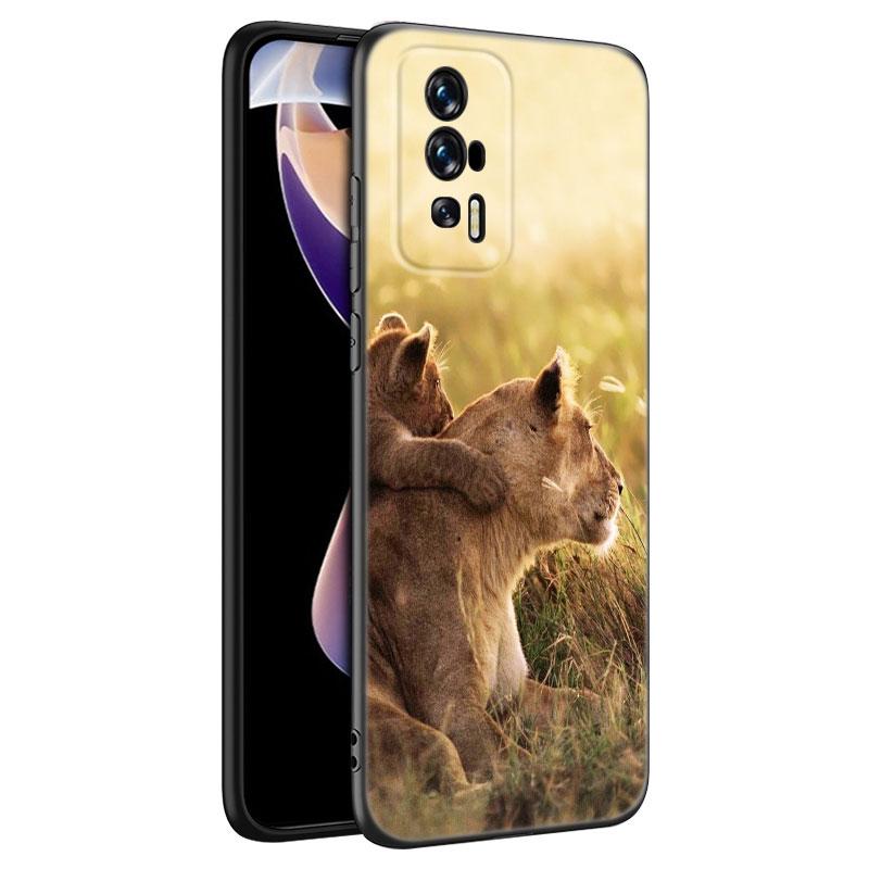 Силиконовый чехол для телефона Animal Lion Black для Xiaomi Redmi 7A 8A 9A 10A 11A 9C 10C 12C 13C 11 Prime A1 A2 Plus 12 4G Note 9T 12R