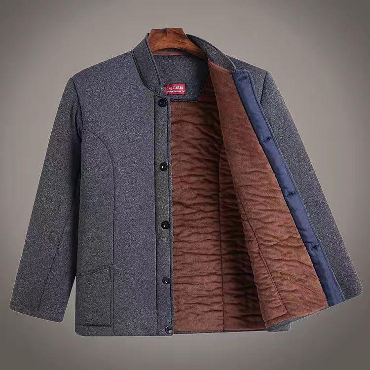 Мужской теплый зимний комплект: Хлопковый утепленный костюм (куртка и брюки) для пожилых – с флисовой подкладкой, верблюжий пух, идеально для папы или дедушки.