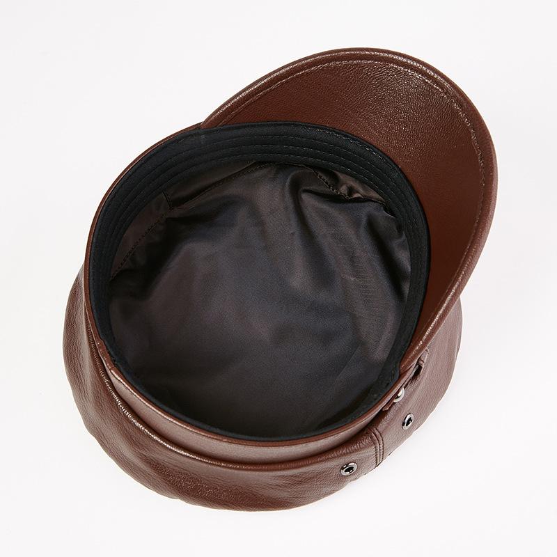 Autumn and Winter Europe and America Middle-aged and Elderly Motorcycle Men Leather Rock Pirate Cap Captain Cap Outdoor Flat Cap