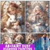 Алиса в Стране Чудес Алмазная Живопись Арт Мозаика Аниме Девочка Роза DIY Набор для Вышивания Крестиком 5D Полная Заливка Домашний Декор