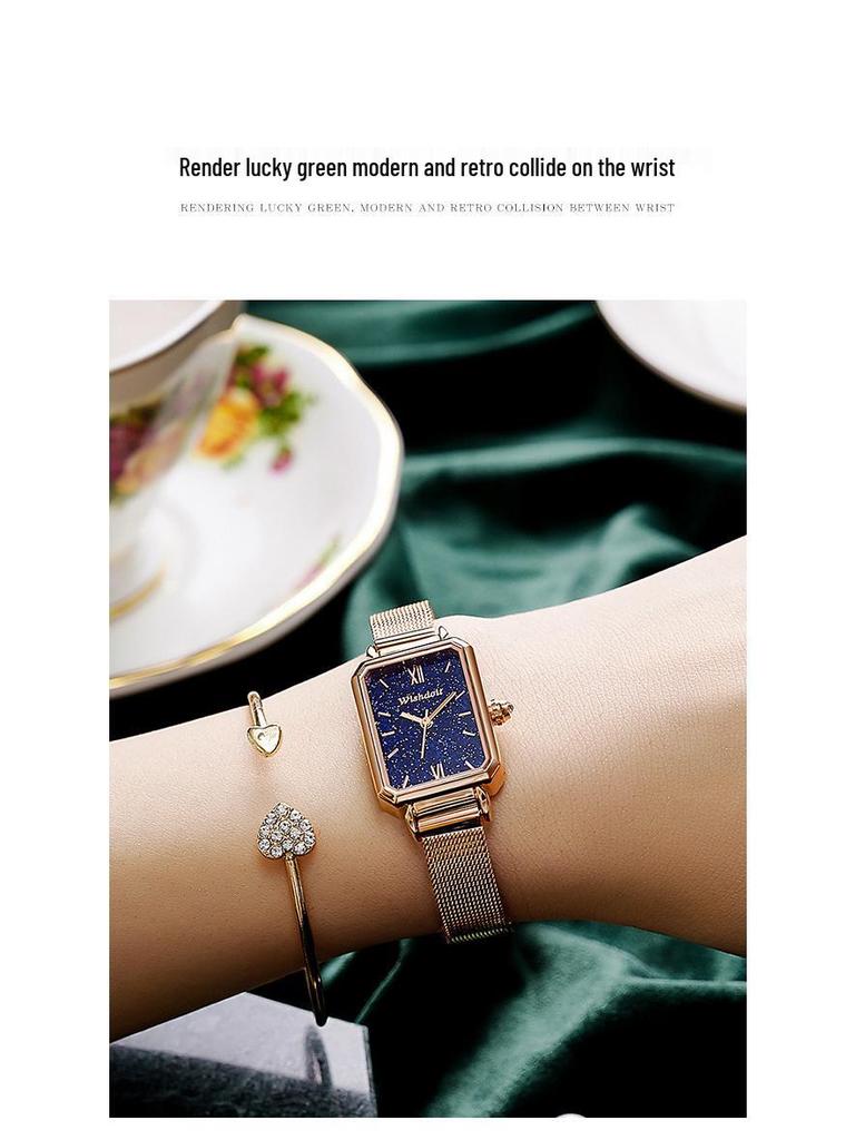 Женские швейцарские квадратные модные водонепроницаемые кварцевые часы