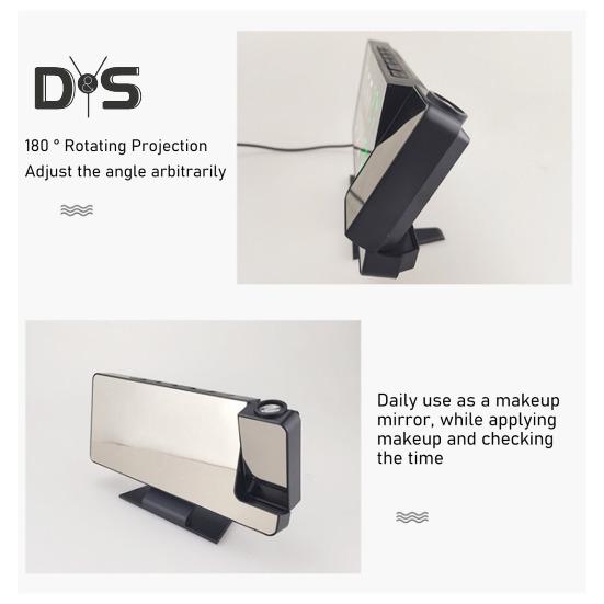 Светодиодный цифровой будильник с большим экраном, многоцелевой проектор в формате 12/24 часа, потолочные часы с дисплеем времени и температуры