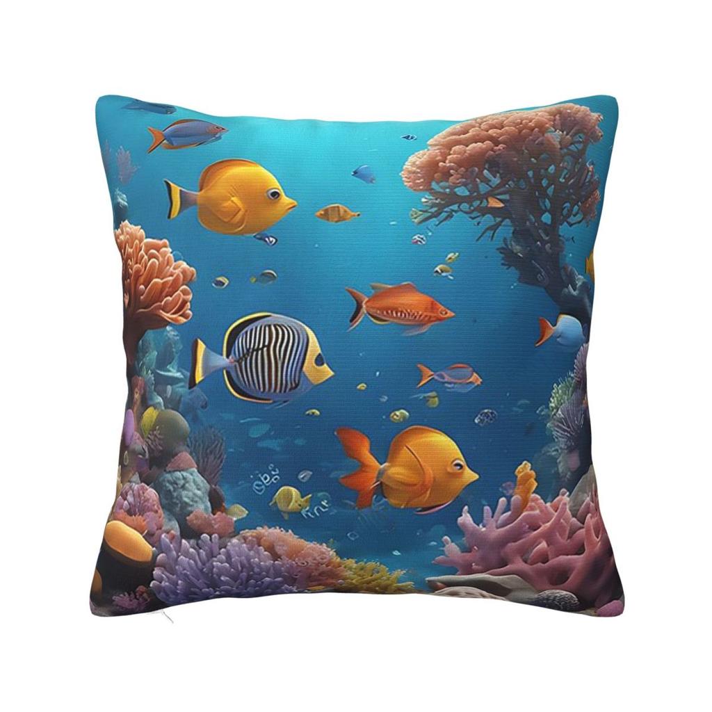 Tropical Fishes Corals And Corals And Tropical Fish Square Pillowcase Cushion Cover Pillow Case Throw Pillow Cover for Home Sofa
