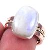 Natural Rainbow Moonstone Gemstone 925 Sterling Silver Two Tone Ring Size 7 f8A86