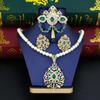 Sets Color Gold Jewelry Bride For Women Pearl Pendant Necklace Arabic Brooch Crystal Earring Wedding Jewelry