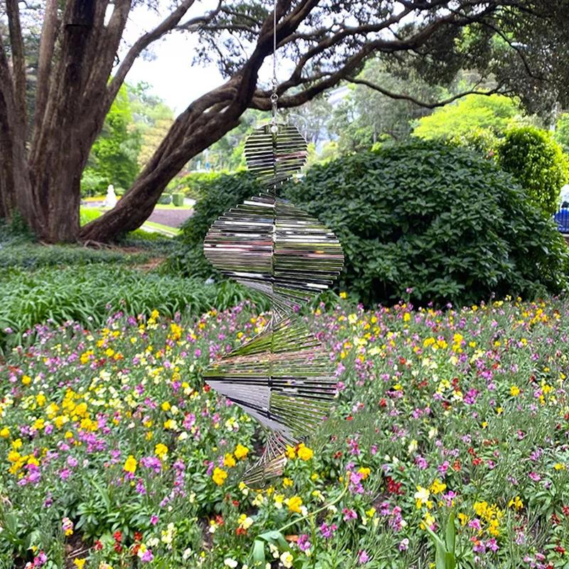Нержавеющая сталь ветряные колокольчики ветряная мельница металлическая вертушка спиральные ветряные вертушки для украшения двора сада вращающиеся газонные колокольчики украшения