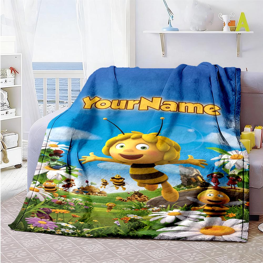Biene Maja Personalized Name Blanket Multi-purpose Personalized Blanket Ultra-Soft Throw For Nap Home Decor Living Room Seaside Four Seasons Universal