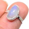 Подарочное кольцо из стерлингового серебра 925 пробы с натуральным радужным лунным камнем S.6 e5U06