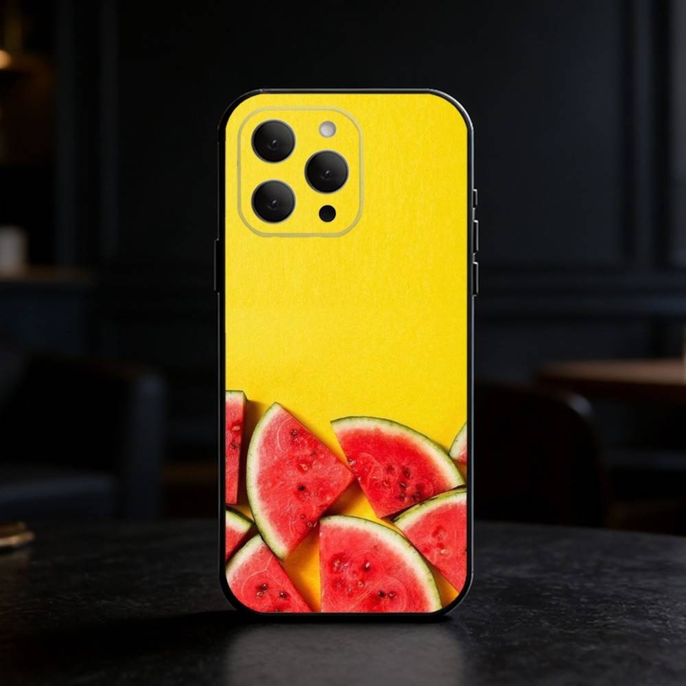 Чехол для телефона с арбузом для iPhone 17,16,15,14,13,12,11 Plus,Pro Max,SE4 Мягкий силиконовый черный чехол