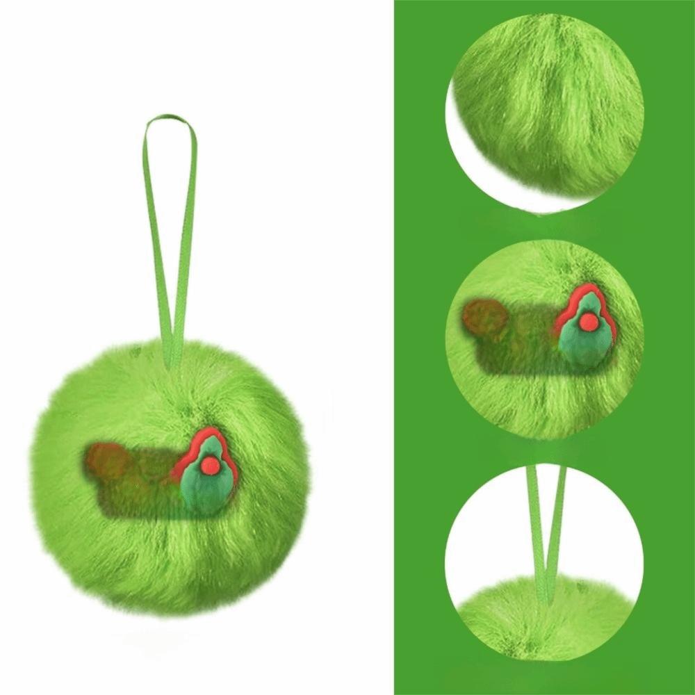 Furry Christmas Ball Lime Green DIY Christmas Tree Decoration Ball 6cm with Bow Christmas Hanging Decorations Navidad