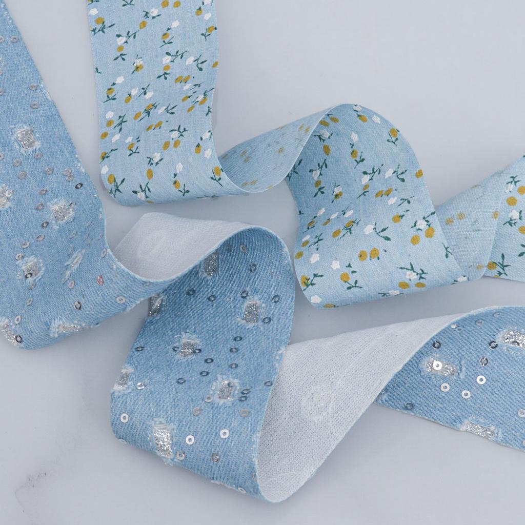 Ручная работа, декоративные, романтические и уютные, сломанные блестки, цветная джинсовая лента, ручная работа, подарочная коробка с цветами, бантами, аксессуарами для волос, упаковка, лента для нарядов