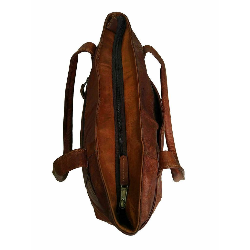 Women Vintage Goat Leather Tote Casual Handbag Purse Lady Shopper Casual Bag