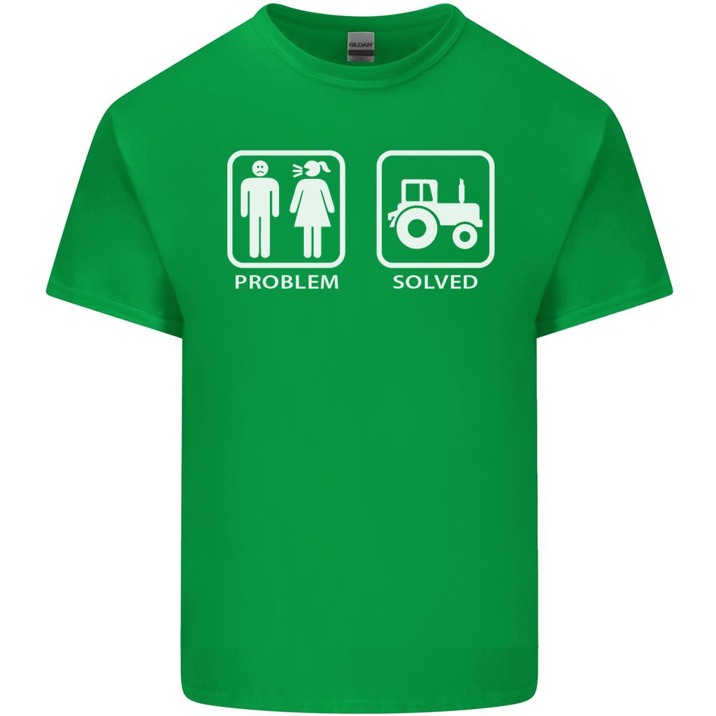 Tractor Problem Solved Driver Farmer Funny Unisexs Light Cotton TShirt