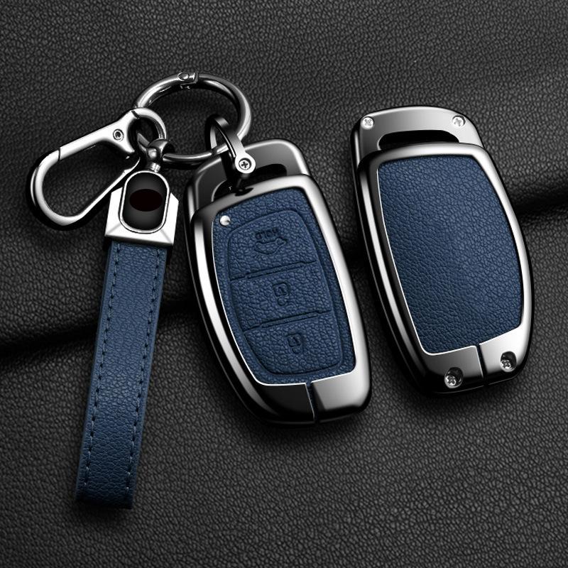 Кожаный держатель для автомобильного ключа из цинкового сплава для Hyundai Tucson Elantra Creta Sonata Ix35 Ix45 I40 I30 I20 I10 Ioniq Accent Creata Брелок