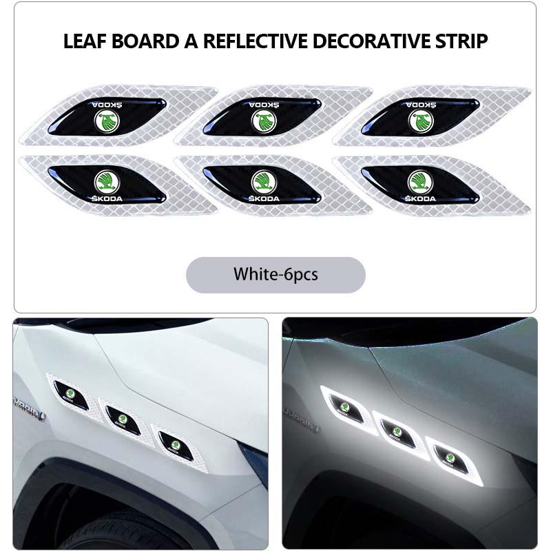 Car Side Fender Reflective Safety Strip Stickers Auto Warning Reflector Sticker For Skoda Fabia Kamiq Superb Scala Enyaq-iV MK3  CX3