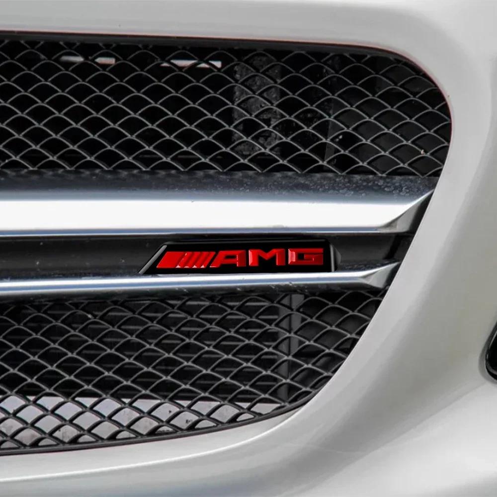 WUGL8 3D ABS Car AMG Sticker Mercedes Benz AMG Badge Logo Front Grille Emblem Decoration Decals Auto Modification Accessories