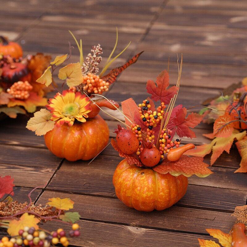 Halloween Foam Fake Pumpkins Maple Leaf Autumn Home Table Decoration Halloween Party Decor