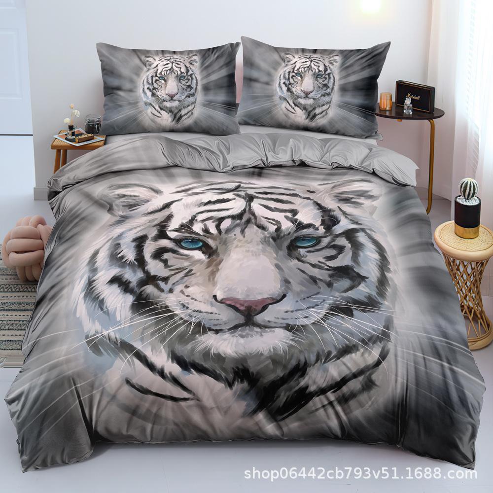 Домашний текстиль Набор из трех предметов 3D-принт Изображение тигра Наволочка Постельное белье