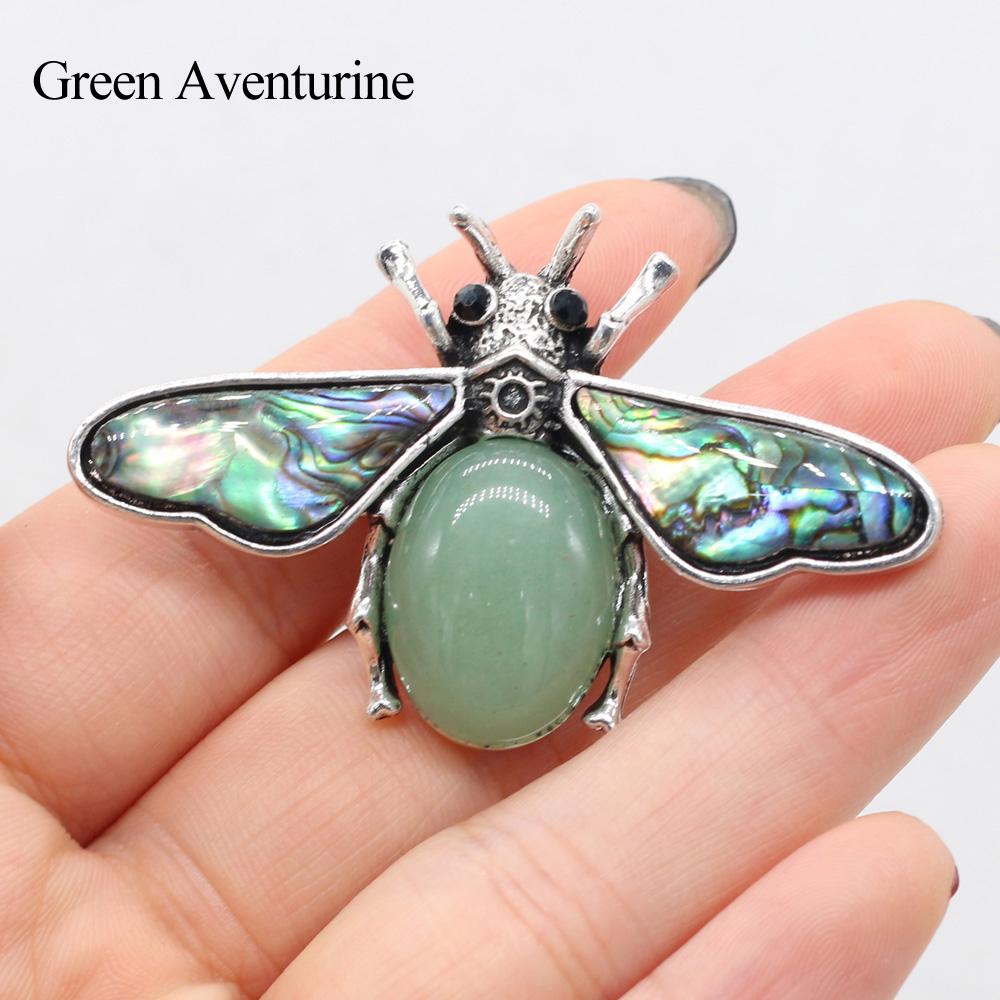 1Pc Reiki Healing Crystal Pendant, Natural Stone Insect Shape Charms for DIY Necklace Hanging Decoration Accessories, Jewelry Making Halloween Crafts