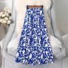 Firm Elegant Foreign Trade Women's Clothing Summer Seaside Beach Vacation Print Elastic Waist Loose Casual Temperament Skirt