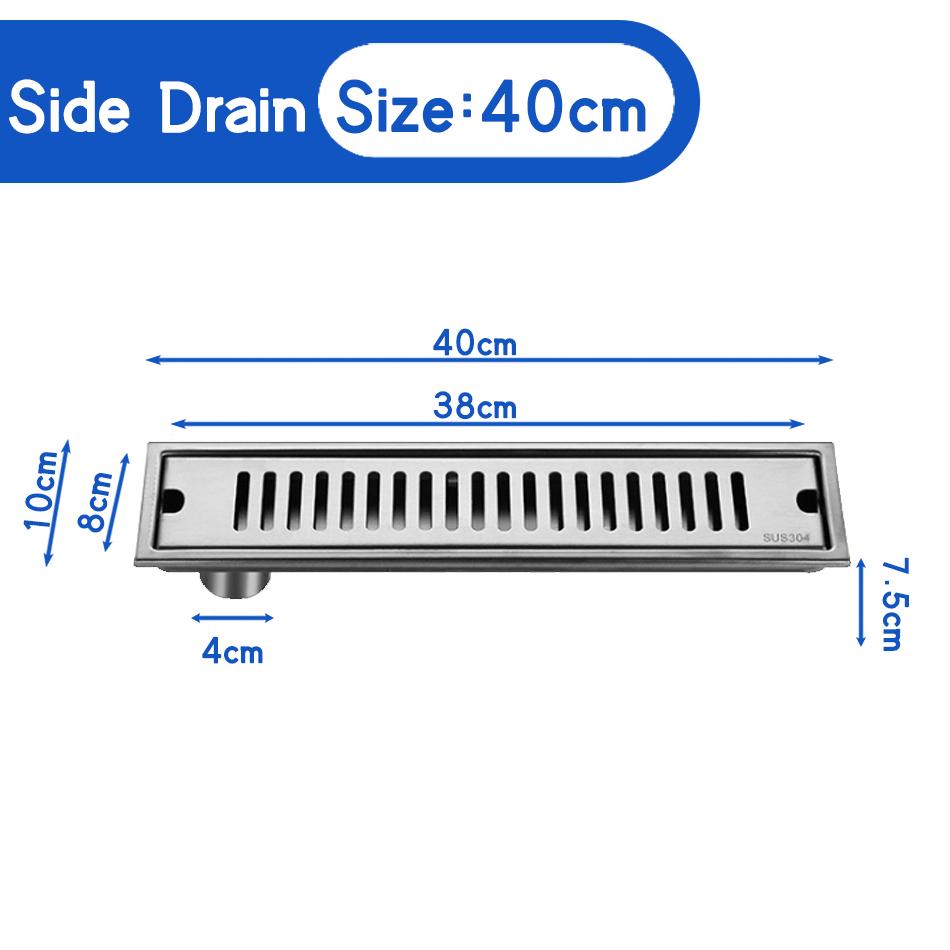 304 Нержавеющая сталь Слив для пола Анти-запах для ванной Душ Длинный слив Линейный слив для сточных вод Крышка для сливов для пола 20 30 40 50 CM