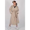 Women's Beige Belted Seasonal Trench Coat