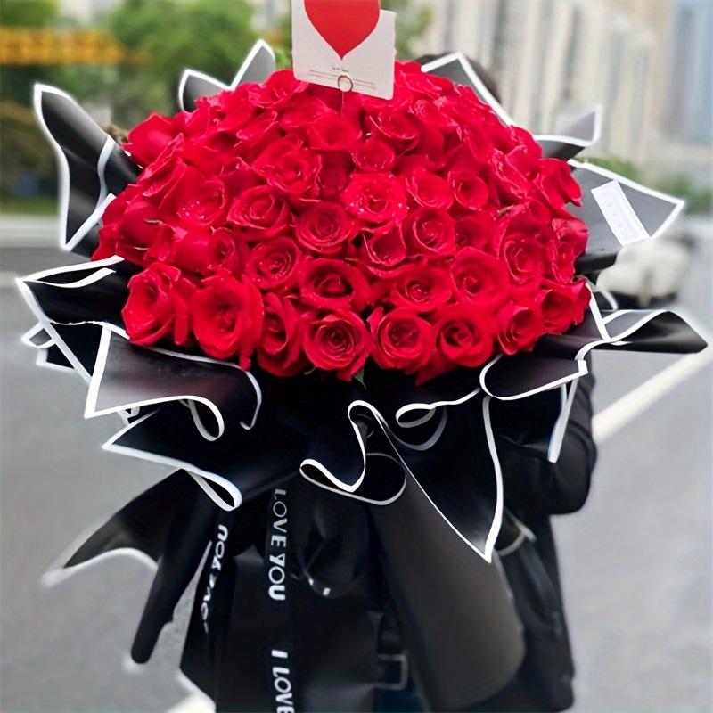 20pcs/pack Black And White Border Line Edge Matte Film Waterproof Wrapping Paper Florist Packaging Materials Flower Wrapping Paper