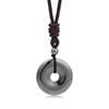 Natural Moon Ring Pendant Silver Black Hematite Bamboo Sporty Long Distance Relationship Couple Necklace Natural Stone Original