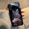 Стеклянный чехол для телефона с бабочкой на розовой розе подходит для Samsung Galaxy S26 S25 S24 S22 S21 S20 FE/Ultra/Plus противоударный