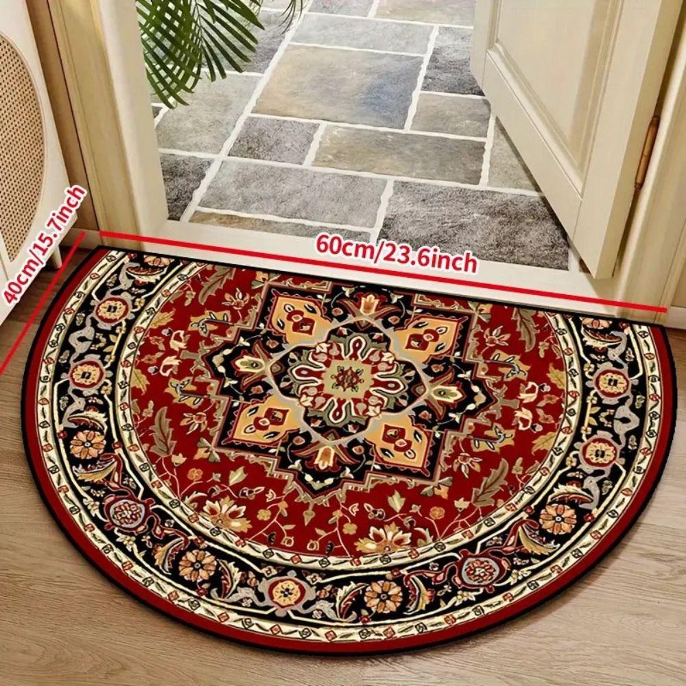 Boho Half Round Doormat Floral Pattern Floor Mat High Quality Welcome Rugs Indoor Outdoor