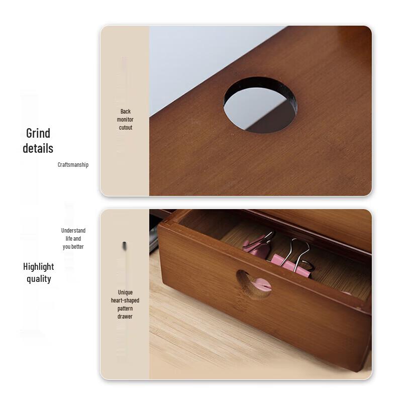 Beifang Подставка-органайзер для компьютерного монитора и ноутбука с 3 ящиками