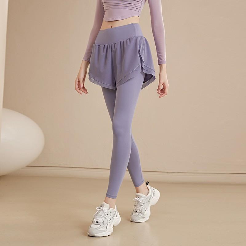 Womens High Waist Tummy Control Leggings Fake Two Piece Stretch Tight Pants Quick Dry Running Fitness Yoga