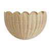 Decorative Scalloped Wicker Wall Basket Space Saving Natural Rattan Hanging Storage Organizer for Home Decoration