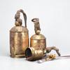 Large Rustic Gold Metal Hanging Bells Set, Handmade Vintage Cowbells for Farmhouse Christmas Decor and Boho Wall Art 4,6,8" (3-Piece)