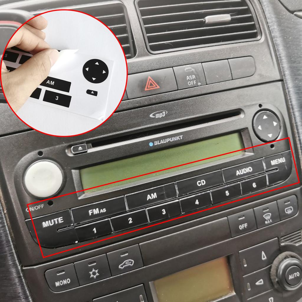 Car Radio Button Repair Sticker For Fiat Grand Punto Radio Stereo Worn Peeling Button Repair Decals Stickers Exterior Accessory